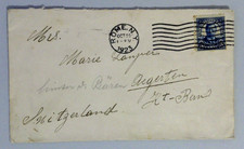 1923 Rome NY to Switzerland Cover - Single 5c Theodore Roosevelt Stamp #566