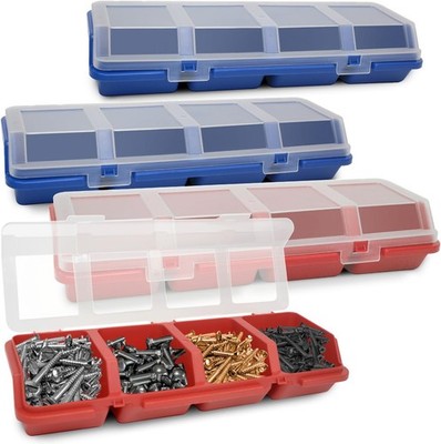 4 Pcs Screw Nail Organizers and Storage Bins with Lids, Stackable Plas...