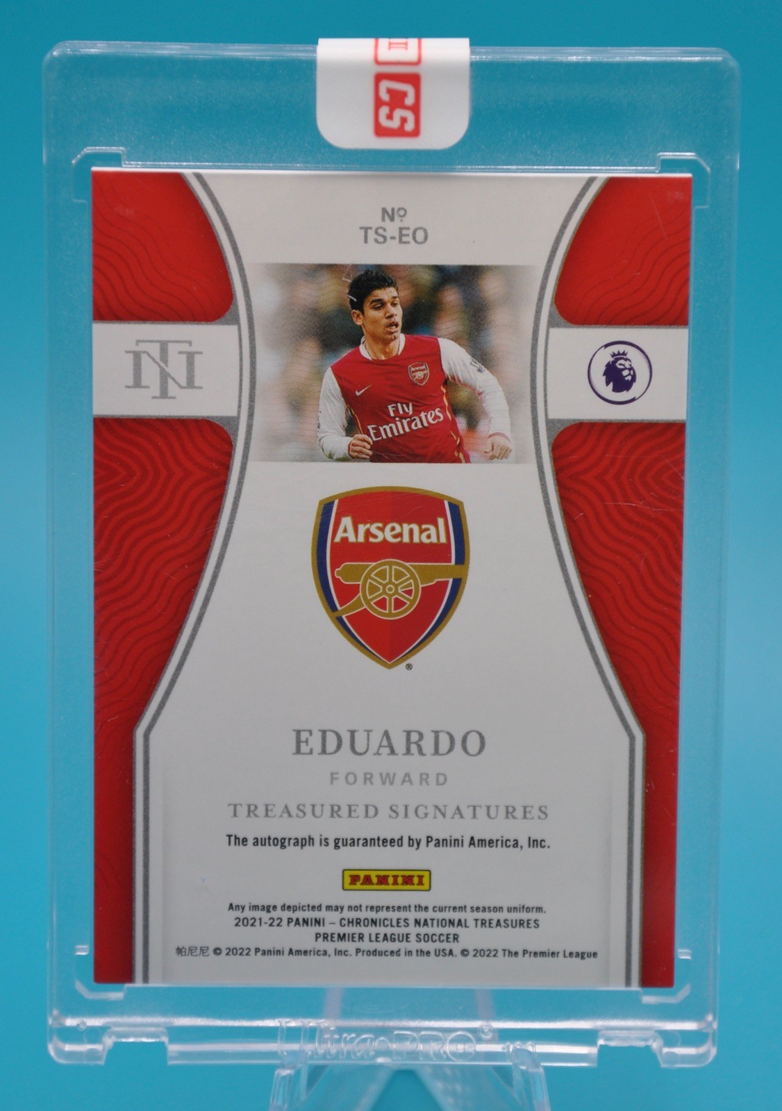 2021-22 Panini Chronicles National Treasures Eduardo Auto /99 Arsenal SP view 2