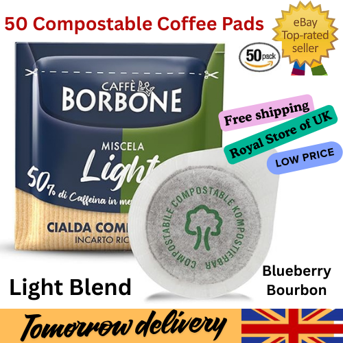 Caffè Borbone Compostable Pod, Light Coffee Blend, 50% less caffeine than the