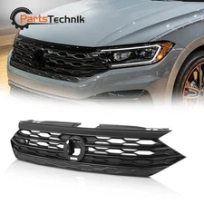 1PC Front Bumper Grille Glossy Black Grill For 2019-2021 Volkswagen VW Jetta MK7