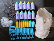 Lot of 74 Vintage Pastel Plastic Wil-hold Nesting Magnetic Barrel Hair Rollers