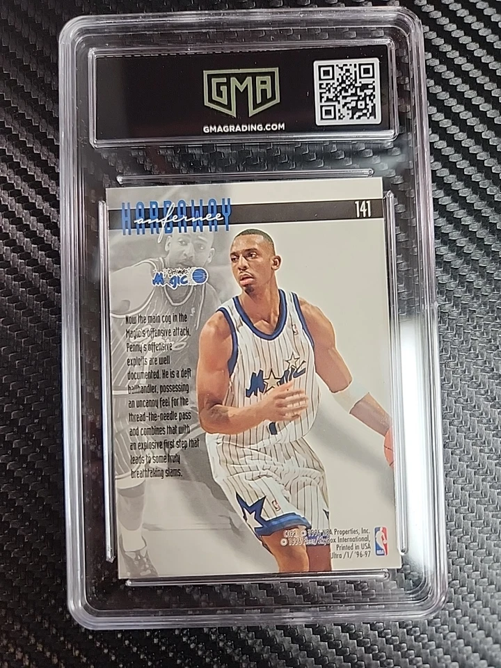 1996-97 Fleer Ultra Effort #141 Anfernee Hardaway Orlando Magic GMA Mint 9 - Image 2 of 2