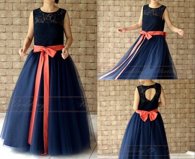 navy blue and coral dress