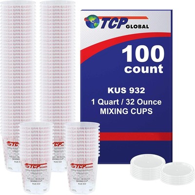 Bulk Case of 100 Solvent Resistant Mixing Cups - Perfect for Automotive Paints