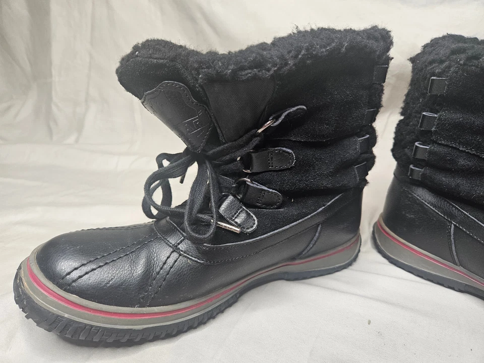Botas de neve femininas Pajar 9 9,5 EUR 40 impermeáveis couro preto lã isolada - Imagem 4 de 4