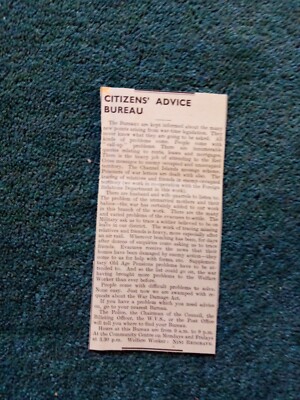 Sa10b Ephemera 1941 Artikel frome Bürgerberatungsstelle 