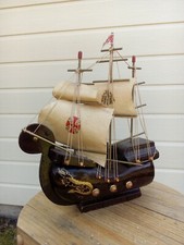 Vintage Wooden Sailing Ship Lamp 