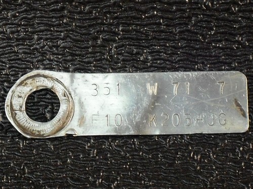FORD 351W SMALL BLOCK 1971 ID ENGINE TAG MUSTANG,FAIRLANE,TORINO,COUGAR ...