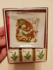 Vintage Prestige Place Porcelain Soap Dish and Perfumed Bath Cubes Boy Bird Horn