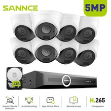 SANNCE 5MP CCTV System Audio Mic POE IP Camera 6MP 8CH NVR AI Human Detection