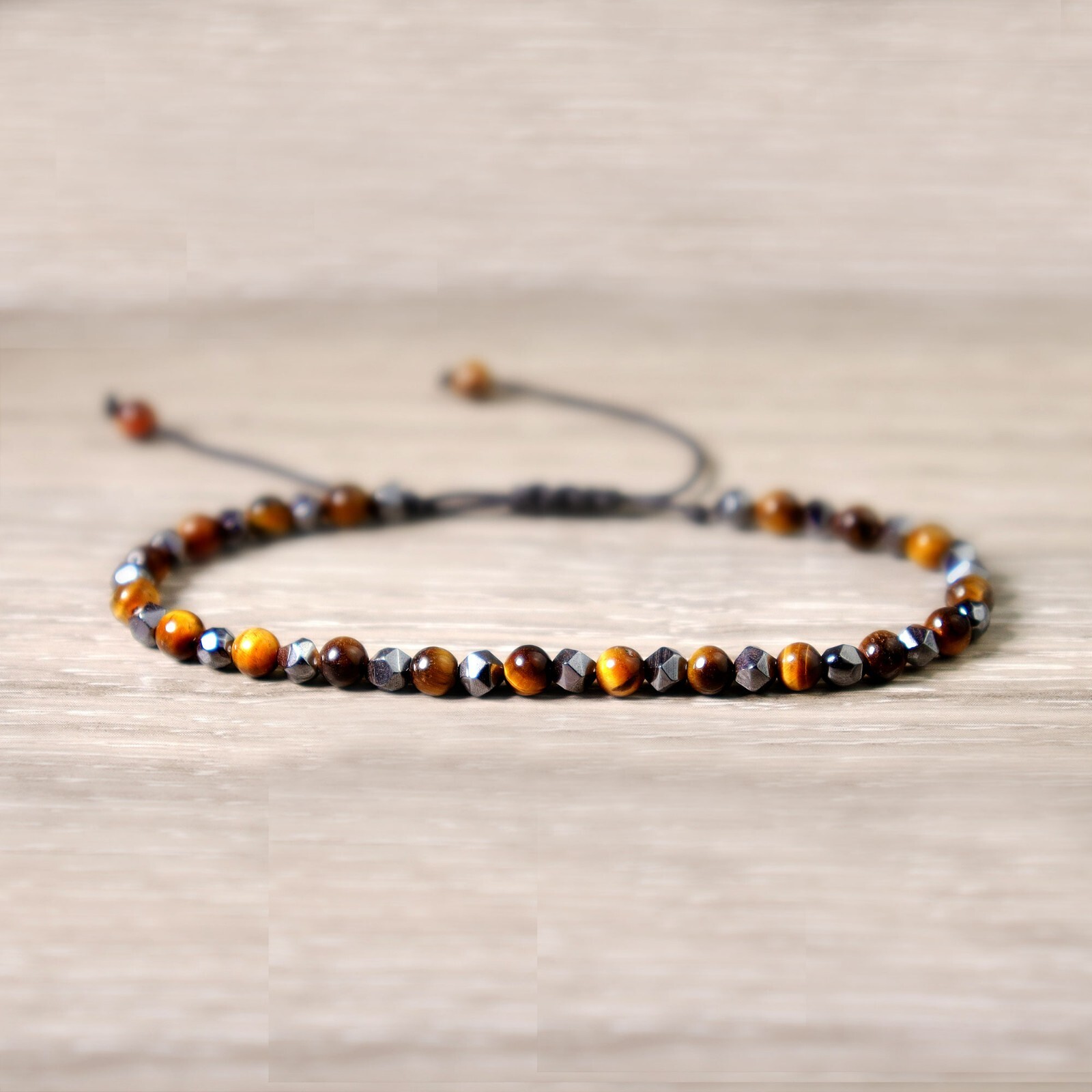 Hematite Tiger's Eye Beads Healing Triple Protection Strength Women Men Bracelet