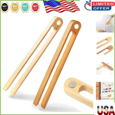 Natural 8.7  Bamboo Toaster Tongs - Durable, Ergonomic & Space-Saving Set of 2