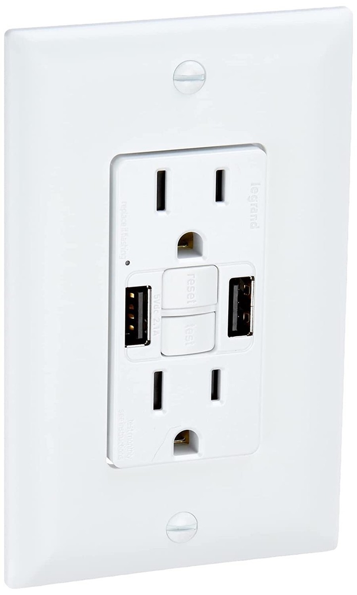 Legrand Radiant® USB GFCI Outlet 15A Tamper-Resistant Self-Test -A/A White  15... | eBay