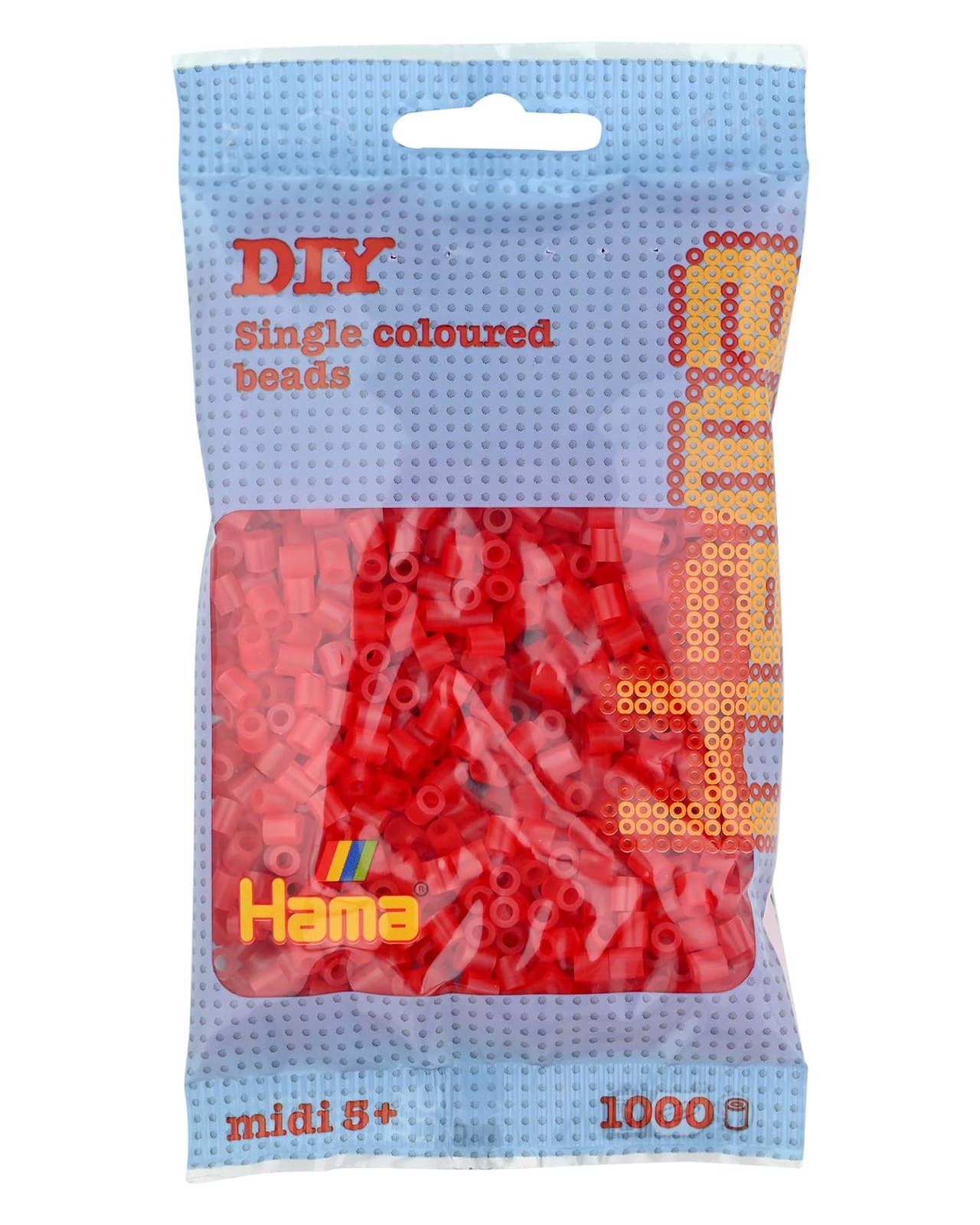 Hama Beads 1,000 Bead Refill Bag - Translucent Red