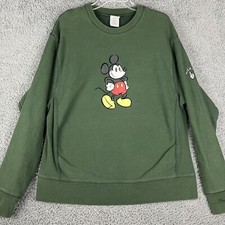 Vtg The Disney Store Mickey Mouse Crewneck Sweatshirt Dark Green Unisex XL