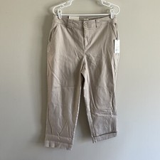A New Day Women SZ 10R High Rise Straight Hip Thigh Light Brown Crop Pants NWT