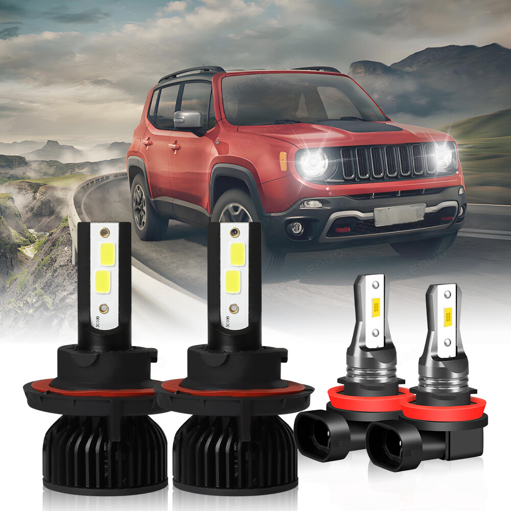 For Jeep Renegade 2015 2016-2020 LED Headlight High/Low Beam + Fog Light Bulbs