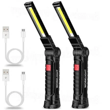 Rechargeable LED COB Work Light Magnetic Base Super Bright Flashlight Lamp Torch