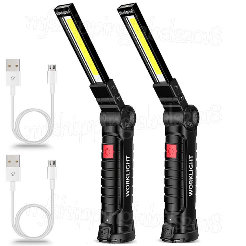 Rechargeable LED COB Work Light Flashlight - Super Bright, 7 LEDs, 4 Modes, USB Charging