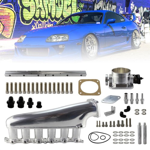 Intake Manifold Kit Throttle Body 90mm Fuel Rail For Toyota Supra Aristo 2JZ-GE - Picture 5 of 12
