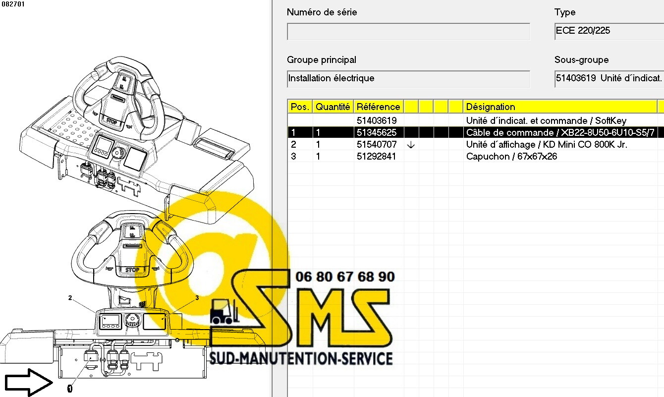 Câble de faisceau Jungheinrich ECE ECD EZS 51345625 pour commande d'instrument