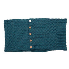 Aran Woollen Mills Merino Wool Cable Knit Button Scarf - Green