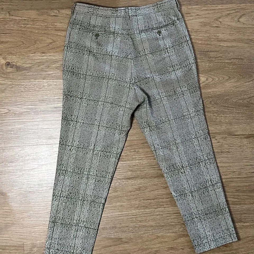 ASOS Olive Green Tweed Slim Fit Pants (Cropped) - Image 2 of 3