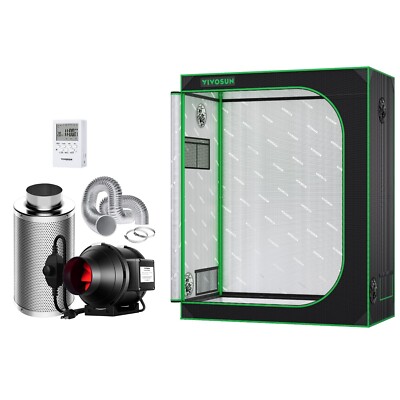 VIVOSUN Indoor Grow Tent 4'x2' Non toxic Mylar W/ 4'' Inline fan kit,7-day Timer