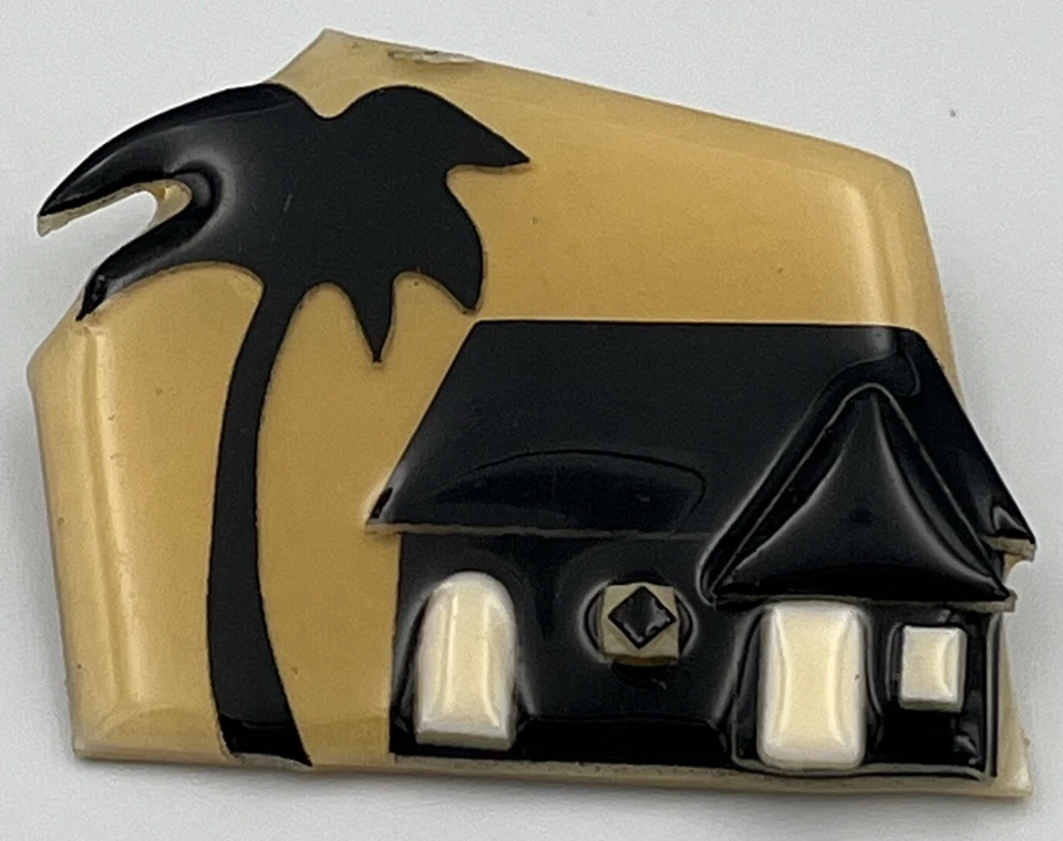 Lote de 3 broches vintage de casa de Lucinda para casa en blanco y negro hechos a mano Foto 3 de 4