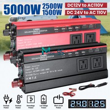 LCD Sine Wave Car Power Inverter 1500/2500/5000W 12V/24V TO 110V Converter 4 USB