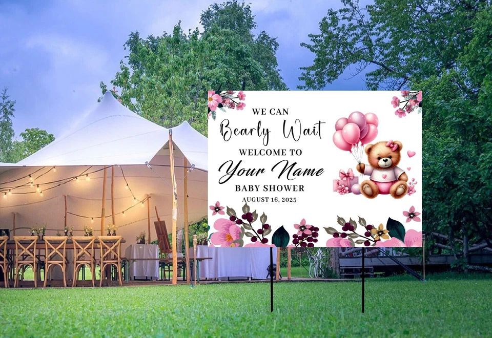 Персонализированный знак приветствия для душа ребенка, знаки для двора с кольями уличные знаки для газона - Изображение 2 из 4