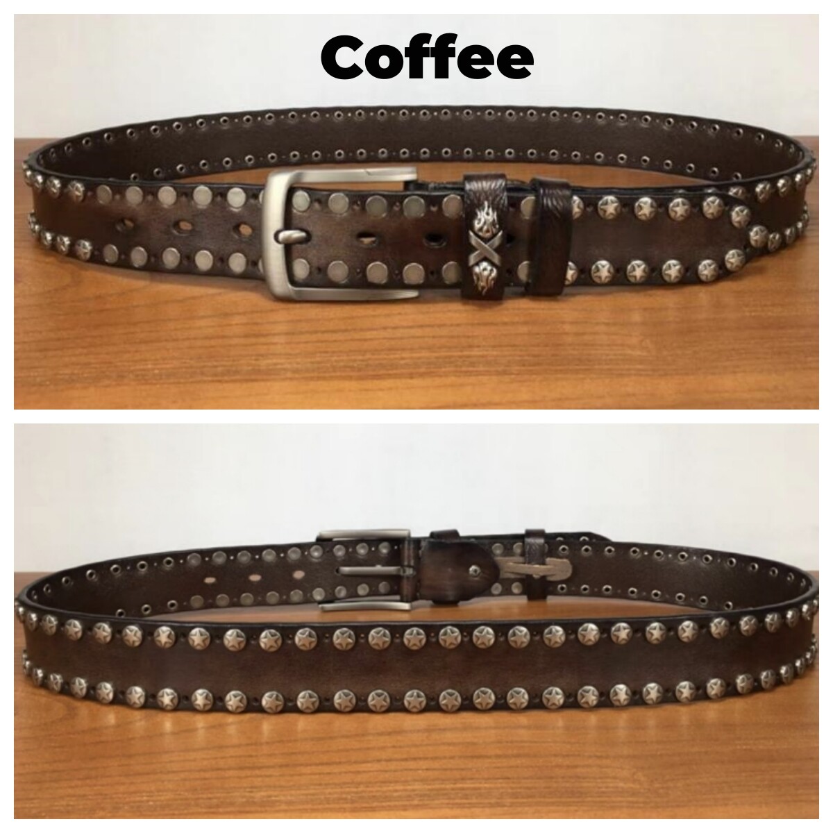 Real Leather Waist Belt Heavy Metal Rivet Studded Unisex Punk Rock
