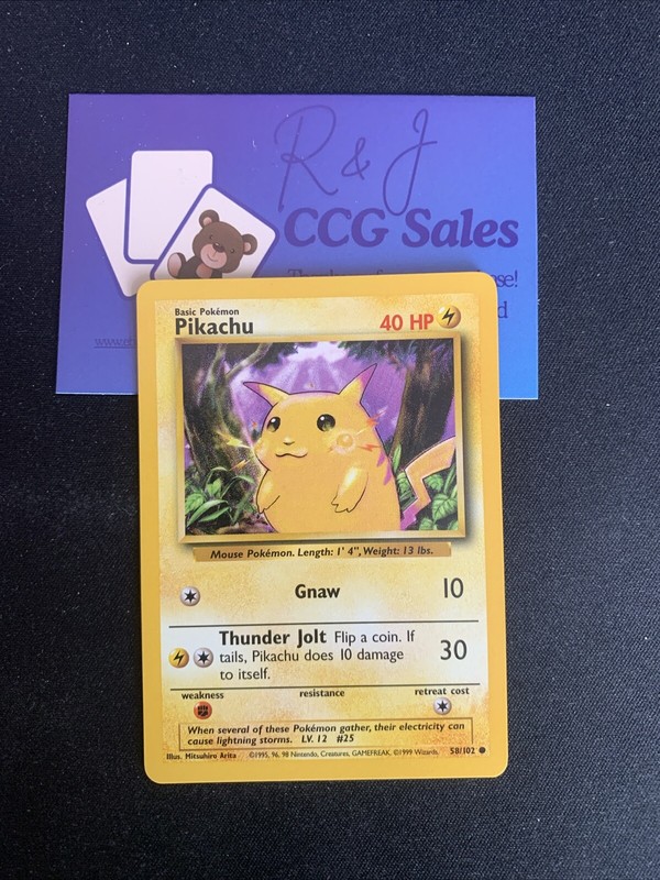 Pikachu Base Set 58/102 Regular Pokemon Trading Card TCG