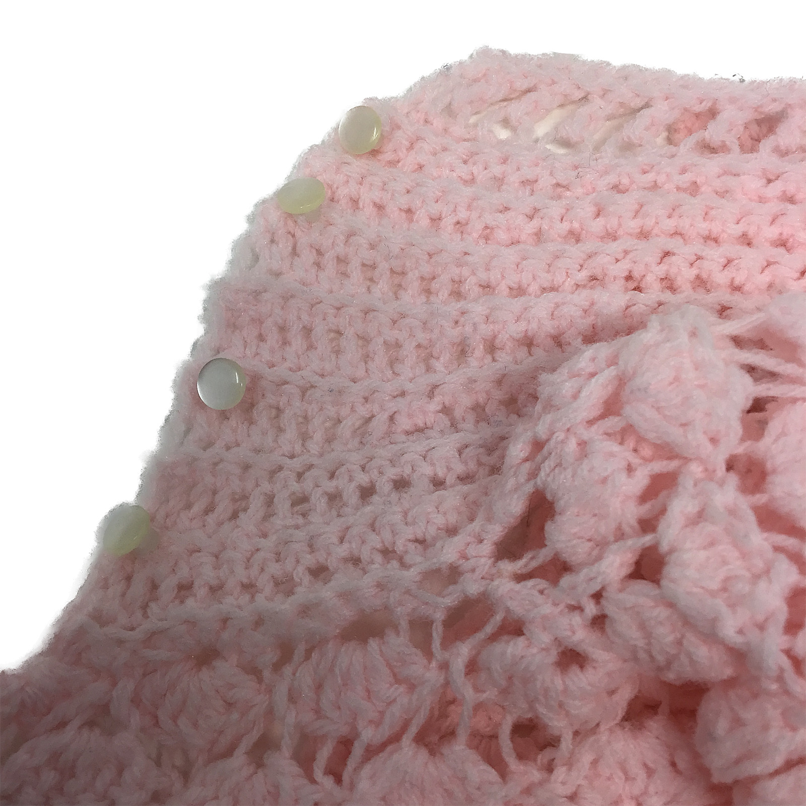 Handmade Vintage Pink Crocheted Baby Sweater fits Newborns or 14-16" Dolls image 4