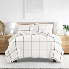 Noble Linens Gray Grid 2-Pc Duvet Cover Set Twin/Twin XL (1 Duvet Cover, 1 Sham)