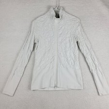 Sno Skins Wavy Textured Full Zip Jacket Women's Size Medium White Made in USA