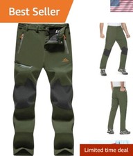 Ultra Warm Men's Ski Snow Pants - Fleece Lined Reinforced Knees for Winter Fun