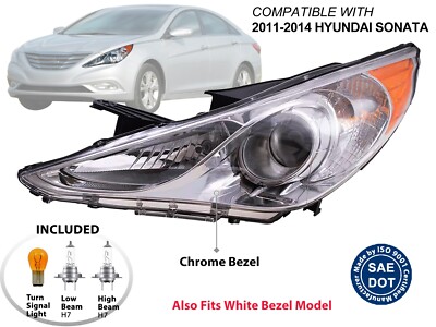 2011 - 2014 Hyundai Sonata Chrome Housing Head Lamp Driver Left Side HY2502157