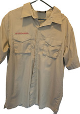 BOY SCOUT Official SHIRT Man Boy / Youth Tan Short Sleeve 3 Pockets Sz Large