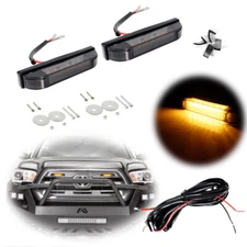 2X Smoke Lens Amber LED Front Grille DRL Running Light For 2012-up Toyota Tacoma