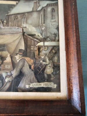 Vintage Mid Century Dutch Anton Pieck 3D Shadow Box Street Scene
