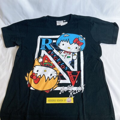 Sanrio Hello Kitty x Eva Rei and Asuka Black T-Shirt Women Size-M 2013