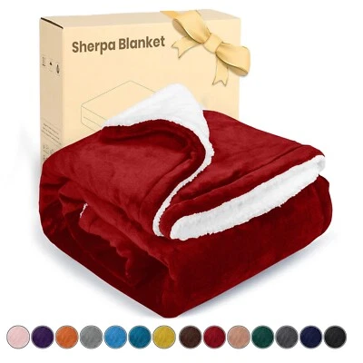 Premium Quality Heavy Sherpa Fleece Blanket Winter Warm Faux Fur Fleece Throw UK - Image 1 of 4