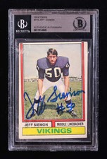 Jeff Siemon Signed 1974 Topps #319 RC (BGS) Rookie Card