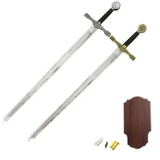 45" King Arthur Excalibur Sword Replica Medieval Sword with Display Plaque
