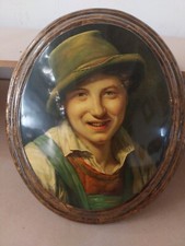 Handgemaltes Bild Ritter Auf Tafel Gold - 25x30 Cm Gewölbter Medaillon