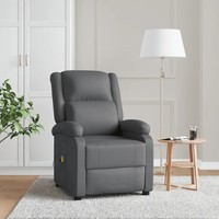 Massagesessel Elektrisch Shiatsu Klappbar Verstellbar Grau Kunstleder