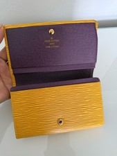 Louis Vuitton Vintage Epi Tresor International Wallet Yellow Purple Leather