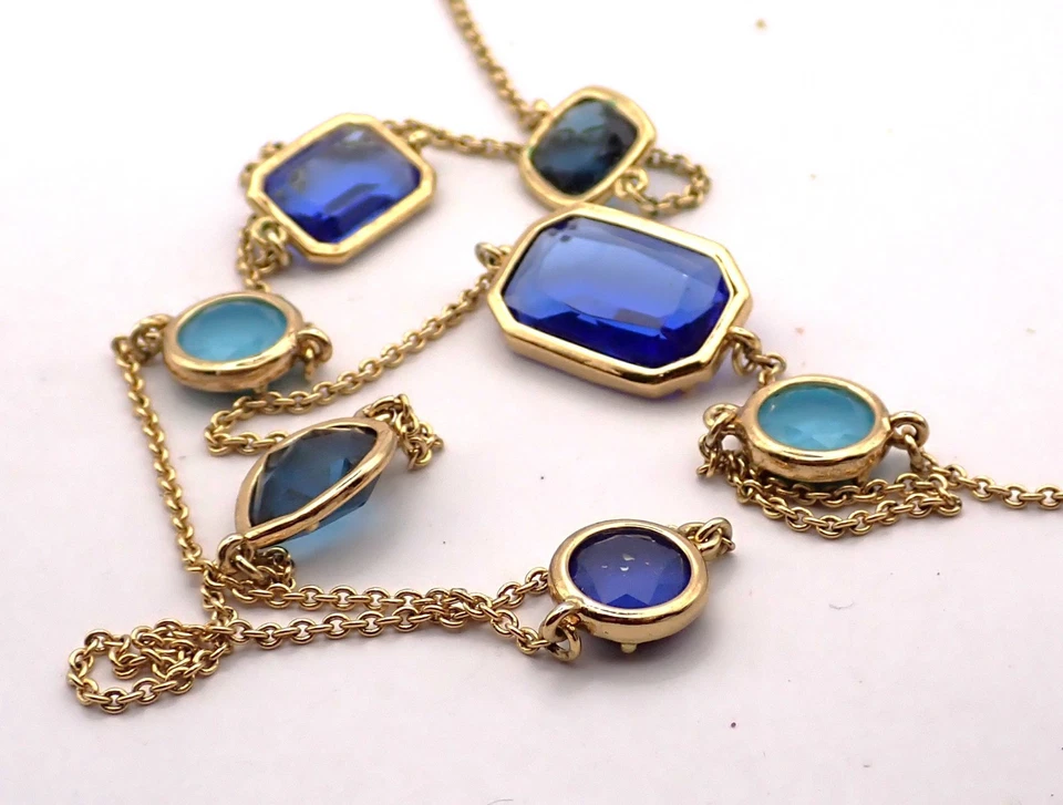Kate Spade Necklace, Goldtone Chain, Blue Cut Glass Spacers 37 in. - Image 4 of 4